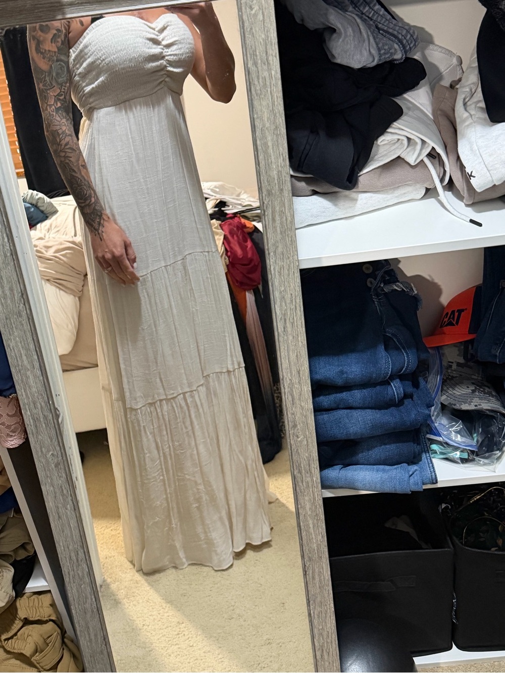 Women’s Cream Tiered Maxi Skirt